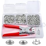 200 Druckknopf Set mit Zange 9,5 mm hohle und feste Metallknöpfe Druckknöpfe ohne Nähen Jersey Druckknöpfe für kleidung Nähen Handwerk handgefertigt Kleidung Reparaturen DIY Kleidung,silber