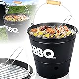 Grilleimer BBQ Kohlegrill mit Henkel Camping Festival Picknick Grill