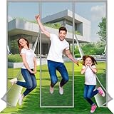 JXLQFA Magnet Fliegengitter Tür, 230x220 cm Doppeltür Magnetvorhang, Insektenschutz Balkontür, Stärkere Magneten Fliegengittertüren für Schiebetür, Kellertür und Terrassentür, zwei Öffnungen Grau