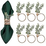 HJZHII 6 Stück Boho Serviettenhalter,Weihnachten Serviettenring Rustikale Bauernhaus Serviettenrings für Ramadan Deko Ramazan Erntedankfest Ostern Hochzeiten Tischdekoration
