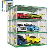 TOY PLAYER DIY 3-stöckige Garage Klemmbausteine Baustein, kompatibel mit Speed Champions Autos, 130PCS Garage Spielzeug Displayständer (ohne Autos)