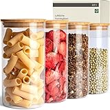 KIVY Vorratsgläser mit Deckel Luftdicht [4x 1200ml] - Vorratsdosen Glas mit Deckel - Vorratsglas mit BPA freier Silikondichtung - Müsli Aufbewahrungsgläser mit Deckel - Vorratsglas mit Holzdeckel