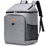 Lifewit 32L 34 Dosen isolierte Kühltasche, Große kühlrucksack, auslaufsichere tragbare Lunchtasche, weiche Kühlbox für Outdoor, Picknick, Strand, BBQ, Camping, Reisen, Familie, Grau