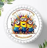 Tortenbild, Zuckerbild, Personalisiert mit Wunschnamen, Essbares Foto für Torten, Tortenbild zum Geburtstag, Tortenaufleger Ø 20cm - 1715z.