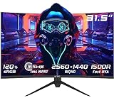 KTC Curved Gaming Monitor 32 Zoll, 165Hz, QHD 2K 1440p 2560x1440, 1ms, HDR10, Freesync & G-sync, VA 1500R Rahmenlos PC Bildschirm, 99% sRGB, Blaulicht Reduktion, DP1.2, HDMI2.0, USB, H32S17
