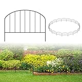 UOMIO Dekorativer Gartenzaun aus Metall 18 Stück Steckzaun Absperrzaun Gewölbt Landschaftszaun für Blumenbeet Bäume Tierbarriere - 31.5cm Hoch 7.5m Länge - Schwarz