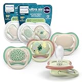 Philips Avent ultra air Schnuller – kiefergerecht geformtes Design, für Babys, 6–18 Monate, weicher, symmetrischer Silikonsauger, BPA-frei, 2 Sterilisationsbehälter, 4er-Pack, SCF087/26