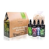 AllgäuQuelle® Bio Airspray-Set mit 100% Bio-Duftölen. ✓ Allgäuer Erfrischung ✓ Allgäuer Naturluft ✓ Allgäuer Atemwohl ✓ Allgäuer Nachtruhe inkl. Bio-Duft-Säckchen | Natürliches Bio Raumduft-Set