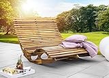 Chillroi® Ergonomische Doppelschwungliege XXL Saunaliege aus Akazienholz Gartenliege 120x150 in cm