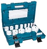Makita D-63993 BiM-Lochsägen-Set 16-teilig im Kunststoffkoffer, Bi-Metall Lochsägen Ø 16-76 mm, Schnitttiefe 38 mm, für Holz, Metall Aluminium, Kunststoff