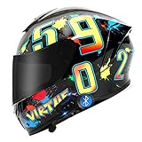 Bluetooth-Motorradhelme Für Erwachsene, Kratzfester Sonnenschutz-Visier-Integralhelm, Männer-Frauen-Motorrad-DOT/ECE-Zugelassener Helm, Moped-Street-Bike-Rennhelm Mit Grafik,Black b,XL