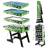 Tischkicker 4 In 1 HLC Multifunktionstisch kickertisch Kinder Fußball Billard Tischtennis AirHockey Spieltisch 1,2 m