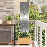 Gecheer Garten dekoratives Panel Silber 32 x 140 cm Edelstahl, Sichtschutz Metall Sichtschutzelemente für Grundstücksgrenze Hof Vorgarten876256