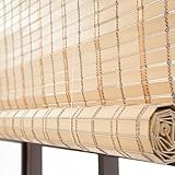 Wasserdichtes Bambus-Raffrollo aus PVC, wetterfest, aufrollbar, für den Innen- und Außenbereich, Lichtfilterung, Fensterabdeckung für Haus und Garten, (B 120 x H 200 cm)