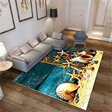 RUGMRZ Teppich Motiv 160X200Cm Büro Blau Camping Für Draußen Sofa Jugendzimmer Flickenteppich Waschbarunterwasserlandschaft Muster Schlafzimmer Aquarium Gelb