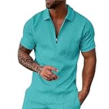 Generisch Herren Gemusterte Golf-Polo-Shirts Gemusterte Golf-Polo-Shirts Poloshirt Herren Blau XL Herren Polohemd Extra Leicht