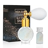 AOOWU Glitter Spray, Glitzer Spray für Face und Body, Glitzer Haarspray Make-up Sparkle Puder Kosmetik Shimmer Highlighter, Powder Glitterspray Haare Körper für Weihnachten Rave Party（Silber/B）