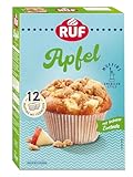 RUF Apfel-Muffins Backmischung, fruchtige American Style Muffins mit leckerer Zimtnote, einfache Zubereitung, 12 Muffin-Förmchen inklusive