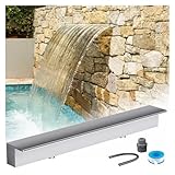 SFSLBFB Edelstahl-Wasserfall-Überlaufset für Pools und Gartenteiche, moderner Wandbrunnen, einteiliges Design für effizienten Wasserablauf