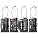 SharkByte TSA-zugelassene Kofferschlösser – 4-stelliges Sicherheits-Reise-Kombinationsvorhängeschloss, flexibles Kabeldraht, Reiseschloss für Koffer, Gepäckschlösser, Koffer-Reisetasche,