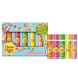 Chupa Chups Lip Licking Lip Balm Collection, 5 verschiedene Geschmacksrichtungen: Orange Pop, Strawberry Swirl, Melon Mix, Ananas Punch und Pfirsichpulp – Lustiges, aromatisiertes