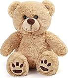 LotFancy Teddybär Plüschtier Kuscheltiere 25cm, Teddy Bär Klein Braunbär Süße Stofftier Spielzeug, Geschenke für Kinder Mädchen Freundin, Geburtstag Valentinstag, Hellbraun