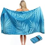 ELAKIRI Strandtuch Mikrofaser 90x180cm - Strandhandtuch Weich & Hautfreundlich - Mikrofaser Badetuch Schnelltrocknend & Pflegeleicht - Grünem Palmblattmuster Leicht Strandtücher - für Strand,Pool,Yoga