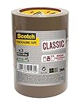 Scotch Verpackungsklebeband Classic, Starkes Paketklebeband, Packband, 3 Rollen, 50 mm x 66 m, Braun