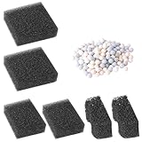 FEDOUR Aquarium Filtermedien Set-2 Stück Bio-Filterwatte, 2 Stück Aktivkohle-Filterwatte, 1 Packung Keramik-Kugeln, geeignet für HP-138 Serie Aquarienfilter 600L einstellbar für Aquarien, Innenfilter