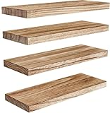 Pipishell Wandregal Holz, 40 cm Regal Wand, Paulownia Küchenregal Hängend Schweberegal Holzregal, 4er-Set aus Holzregalen für Badezimmer, Schlafzimmer, Büro, Wohnzimmer, Küche usw. (Hellbraun)