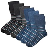 Sock Stack Extra breite Socken, 6 Stück, für Herren, Loosetop, Diabetiker, keine elastische Spezialist, nicht elastische Socke, Gestreift, 6-11