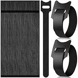 60 Stück Kabelbinder Klett 15cm, Caianwin Kabelbinder Wiederverwendbar Schwarz Klettband Nylon Kabel Organizer Kabel-management