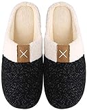 Mishansha Memory Foam Hausschuhe Herren Damen Winter Pantoffeln Wärme Plüsch Leicht Weich rutschfeste Harte Sohle Indoor & Outdoor Slippers für Frauen Männer(Schwarz, 46/47 (Herstellergröße 310 mm))