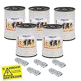 VOSS.farming 1000m Weidezaunseil 6mm Elektrozaunseil 7X 0,2 NIRO weißes Elektroseil Zubehör – für Weidezaun Elektrozaun Ponyzaun Pferdezaun