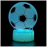 Fußball 3D Lampe, ZNZ LED Illusion Nachtlicht, 16 Farbwechsel 4 Models mit Remote & Smart Touch Stimmungslichter, Nachttischlampe fussball Geschenke für Männer Mädchen Jungen Kinder