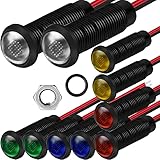 Gebildet 10pcs LED Kunststoff Kontrollleuchte AC/DC 12-24V Montageloch Größe 6mm (Rot/Orange/Blau/Grün/Weiß)