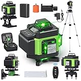 Kreuzlinienlaser mit Stativ, Multifunktionaler 4D-Laser mit 16 Linien,selbstnivellierende Maschine, USB-wiederaufladbares Lithium-Batterie-Nivelliergerät mit ，2 * 2400 mAh Batterien Green