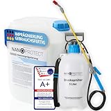Nanoprotect Steinimprägnierung inkl. Drucksprüher | 10 L für ca. 80 – 120 m² | Vorbeugend gegen Grünbelag und Schmutz | Ideal für Pflastersteine, Beton und Naturstein