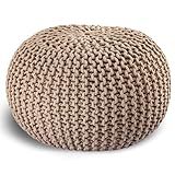 casamia Pouf Ø 55 o. 45 cm Strickhocker Sitzpouf Bodenkissen für Innen Indoor Größe ø 55 cm, Farbe beige