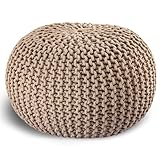 casamia Pouf Ø 55 o. 45 cm Strickhocker Sitzpouf Bodenkissen für Innen Indoor Größe ø 45 cm, Farbe beige