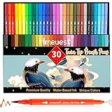 Hmeuest Dual Brush Pen Set, 30 Farben Filzstifte Set mit Zwei Spitzen, Filzstifte Aquarellstifte Set für Kinder und Erwachsene, Malbücher, Zeichnen, Skizzieren