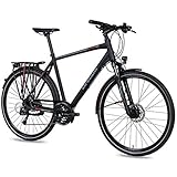 Airtracks Herren Trekking Fahrrad 28 Zoll Trekkingbike TR.2830 Trekkingrad Bike City 24 Gang Shimano ALIVIO RD-M3100 SGS Kettenschaltung Nabendynamo Schwarz Matt - Herren 52cm Körpergröße 165-175cm