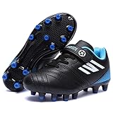 Mitudidi Fussballschuhe Kinder Jungen Fußballschuhe Unisex Low Top Fussball Schuhe Junge Outdoor Sportschuhe Trainingsschuhe Halle Turnschuhe Schwarz 36