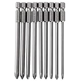 Mesee 9 Stücke Kreuzschlitz-Schraubendreher-Bits Set, 1/4 zoll S2 Stahl 100mm Magnetische Schraubendreher Bit Set Kreuzkopf Bit Werkzeug 100MM