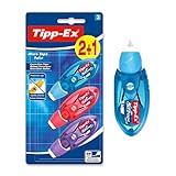 Tipp-Ex Korrekturroller Micro Tape Twist mit Schutzkappe, in 3 Farben (nicht wählbar), 8m x 5 mm, 3er Pack, Ideal für die Schule