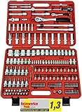 FAMEX 525-SD-16 Mechaniker Steckschlüsselsatz - 108-Zahn Feinzahn Knarren - Schwenkverlängerungen - Verriegelungsmechanik - Wellenprofil - Bit-Einsätze - 4-32mm - 174-teilig