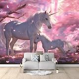 Vlies Fototapete Einhorn Rosa 250x175 cm Art Mauer VliesTapete Wandtapete Wanddeko Wand Wohnzimmer Schlafzimmer Wohnung Wandbilder