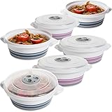 SUSTANIA Mikrowellengeschirr mit Deckel, Dampfregelventil und Griff, 6er Set Mikrowellen Geschirrset, 6 Stück V = 2l, aus lebensmittelechtem Kunststoff (Mehrfarbig)