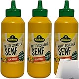 Kühne Senf mittelscharf fein würzig Squeeze 3er Pack (3x250g Flasche) + usy Block