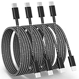 USB C auf USB C Ladekabel, 4Pack 6FT 60W USB C Kabel Nylon geflochtenes Typ C Ladekabel Schnellladung für iPhone 16 15 Pro Max/Pro/Plus, iPad Pro/Air, MacBook, Samsung Galaxy S23 Switch usw.